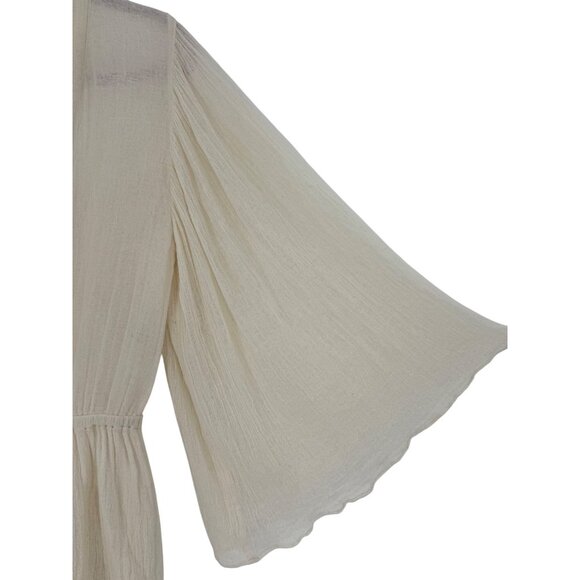 Free People Bell Sleeve Cream Romper Playsuit S| Boho Coastal Cowgirl Whimsigoth - Picture 7 of 16